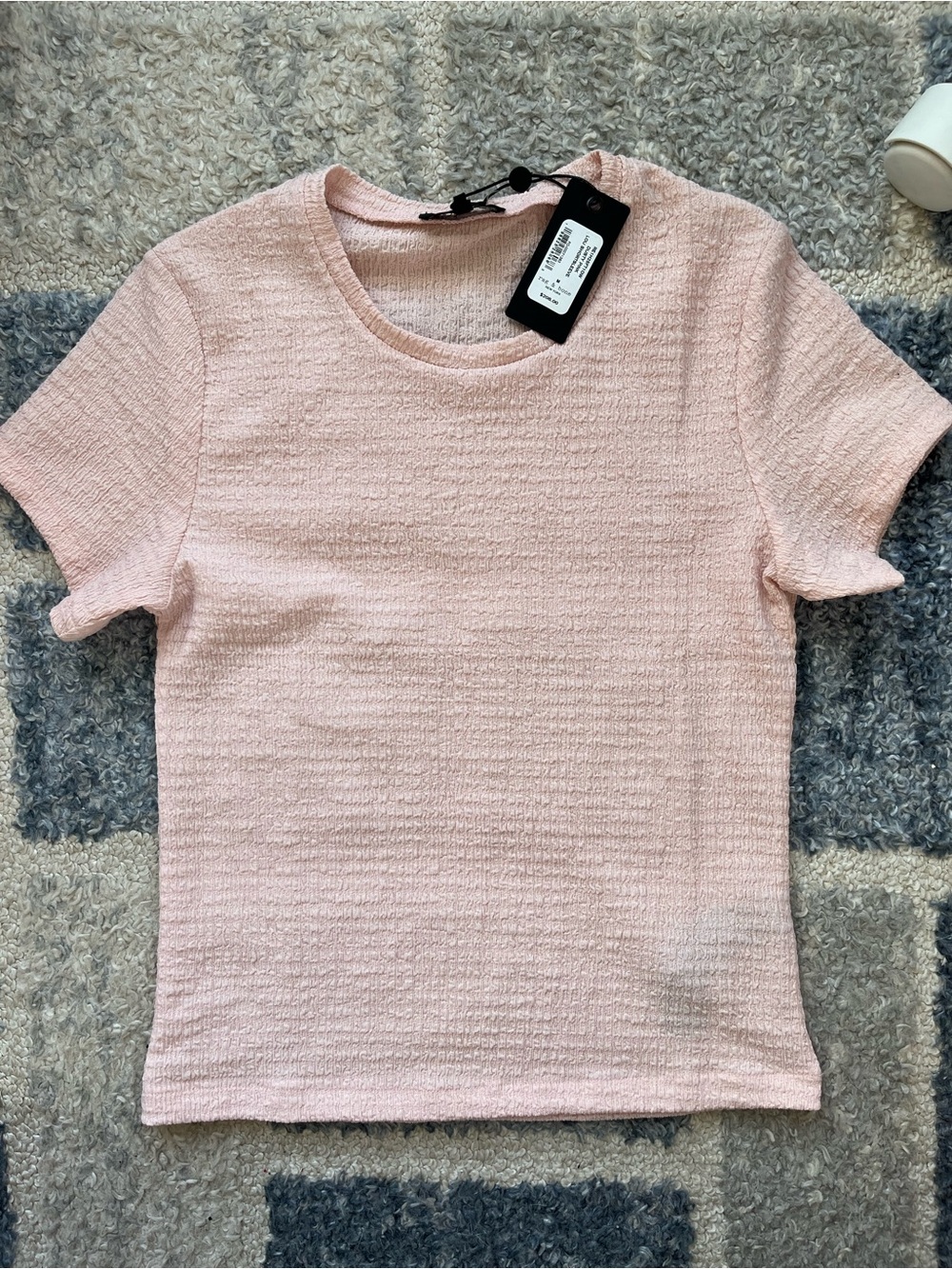 rag & bone Pale Pink Textured Short Sleeve Tee